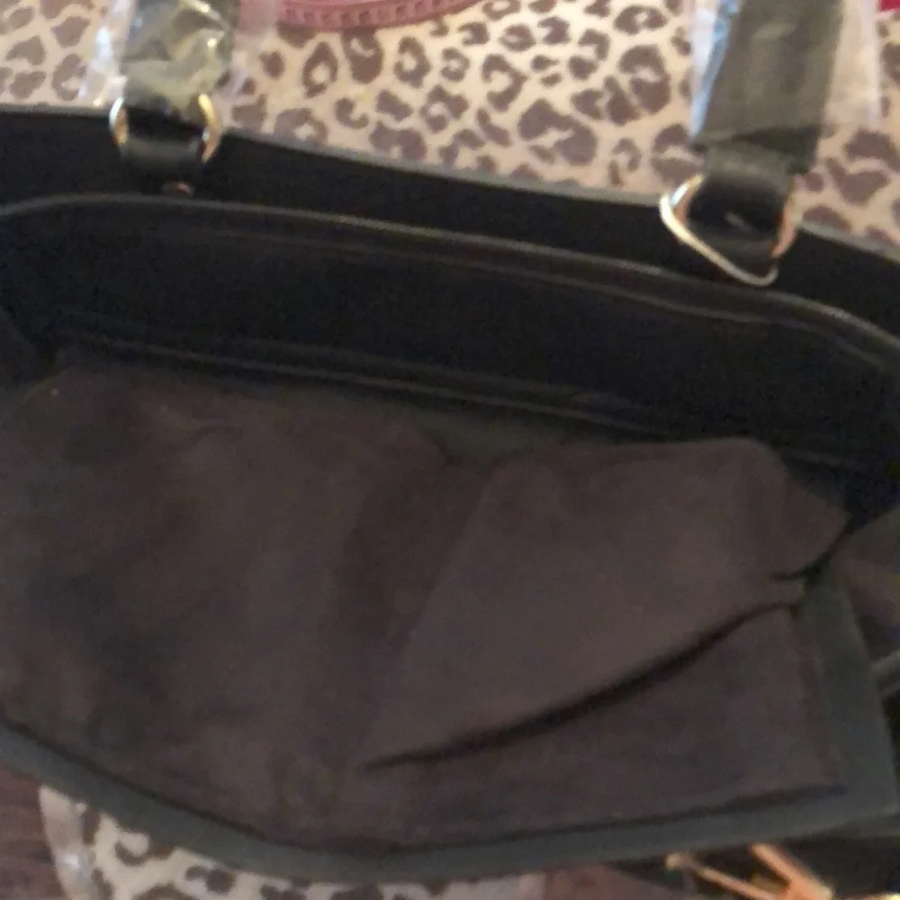 Pink Haley Black Faux Leather Patchwork Crossbody Satchel Bag Purse Tote
